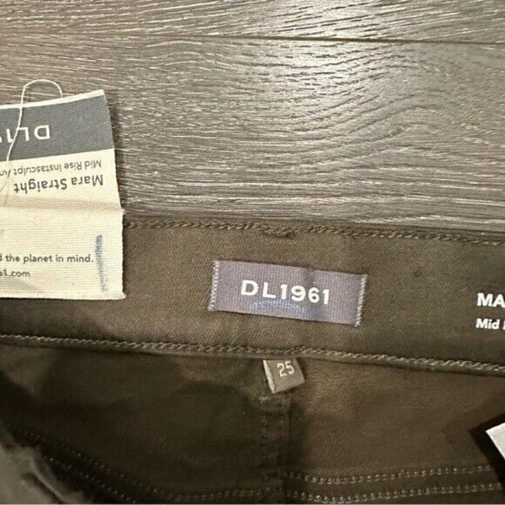 DL1961 Winter Green Mara Straight Mid Rise Instasculpt Ankle UltimateJeans 25 - Picture 10 of 16